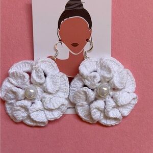 White Floral Earrings